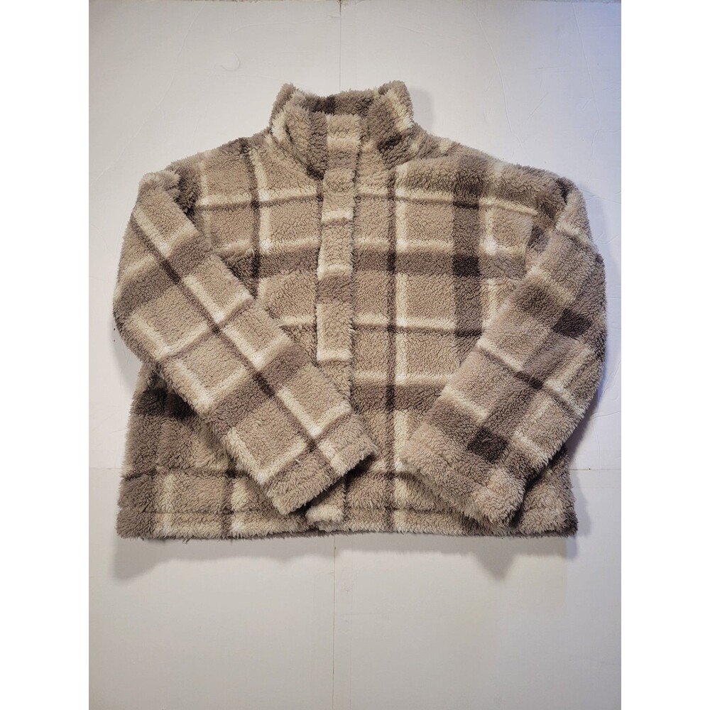 Thread + Supply Women’s Sherpa Fleece Jacket – Zip & Snap – Plaid – Size M. #F
